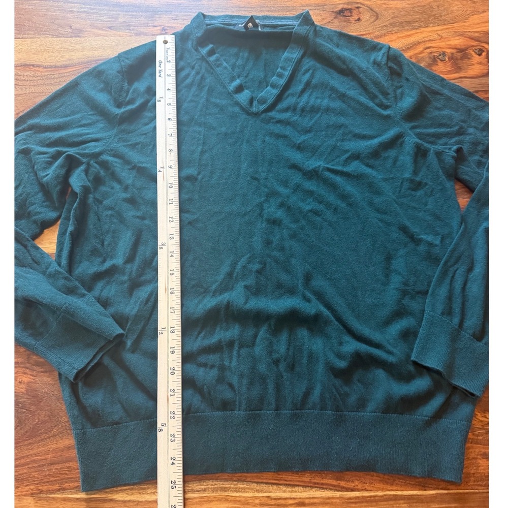 Banana Republic Silk Cotton Cashmere V-Neck Sweater Mens XL Teal Green Luxury - Picture 4 of 6